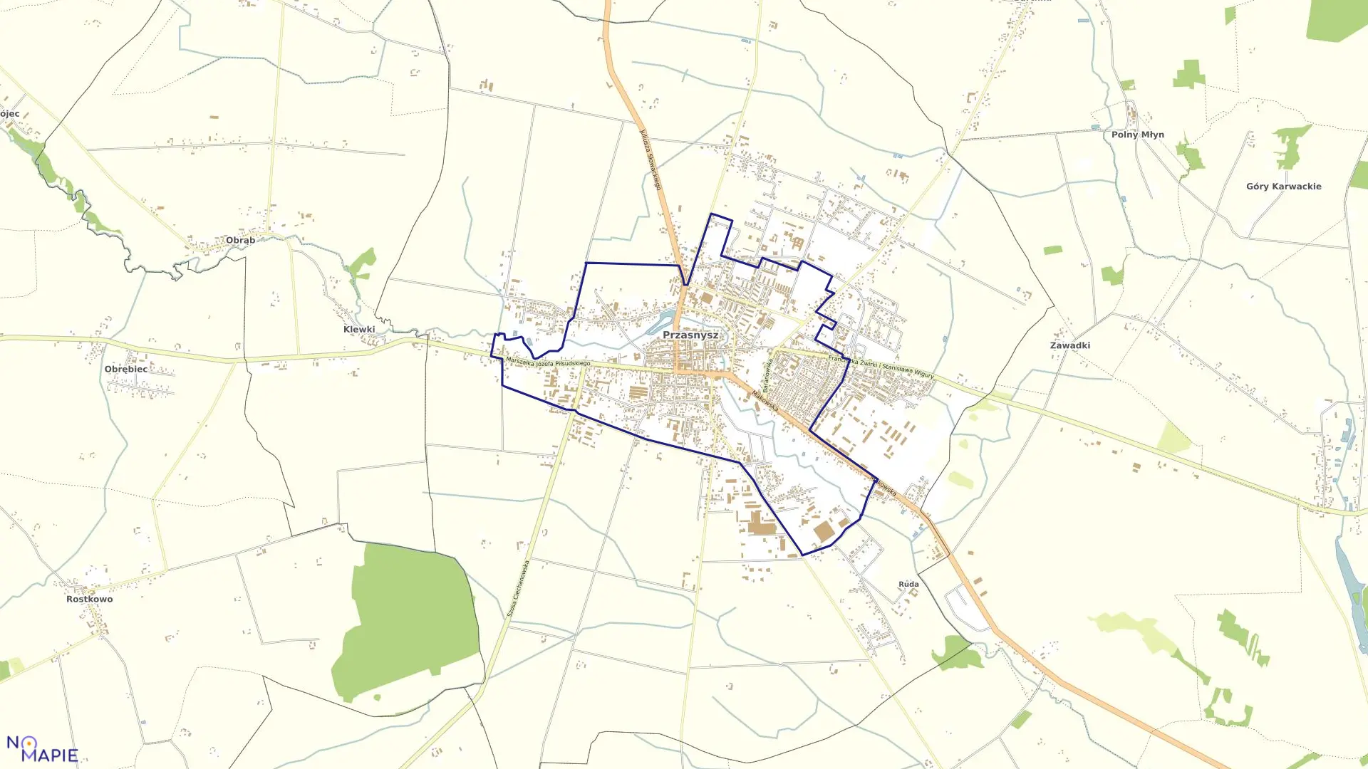 Mapa obrębu 2 w mieście Przasnysz